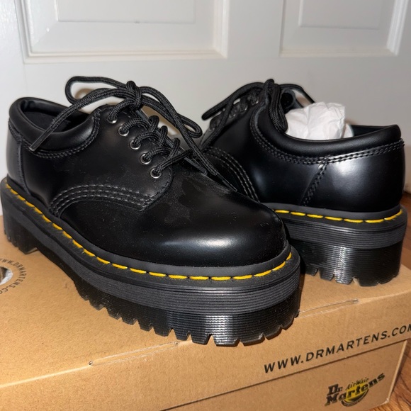 Dr. Martens Shoes - Dr. Martens Black Leather Platform Oxfords 8053